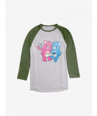 Care Bears Cheer & Grumpy Raglan T-Shirt - Men's Green