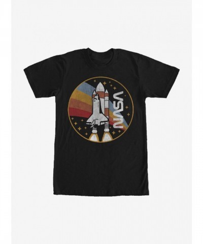 NASA Rainbow Launch Black T-Shirt - Unisex Comfortable Space Shuttle Design