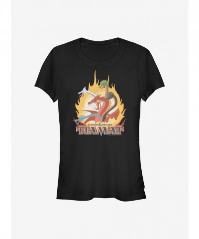 Dungeons & Dragons Dragon Flames T-Shirt for Girls - Black Cotton
