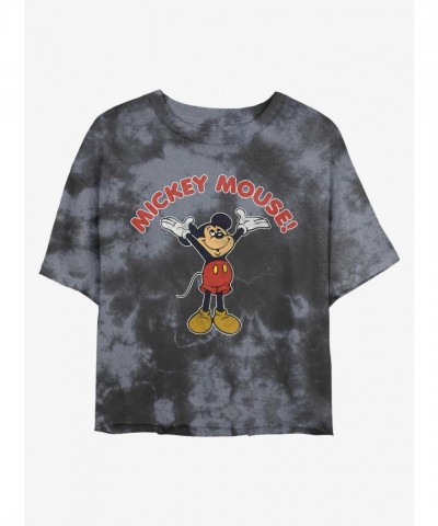 Disney Retro Mickey Mouse Crop T-Shirt for Girls - Multi Tie-Dye