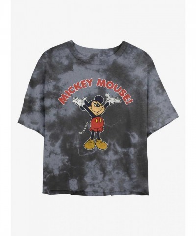 Disney Retro Mickey Mouse Crop T-Shirt for Girls - Multi Tie-Dye
