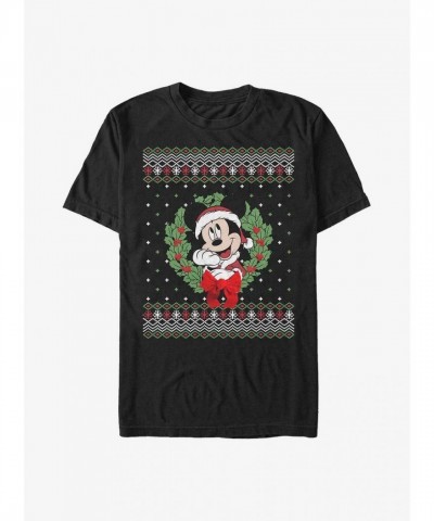 Disney Mickey Mouse Ugly Holiday T-Shirt - Men's Black