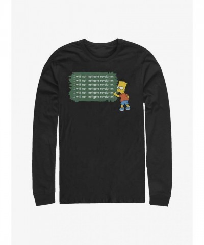 The Simpsons Bart Long-Sleeve T-Shirt - Black Cotton Men's