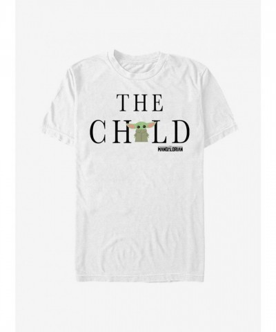 Mandalorian Child Text T-Shirt - Men's White Cotton
