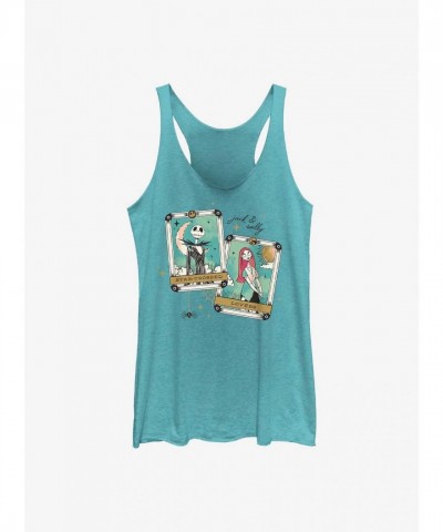 Disney Jack and Sally Tarot Inspired Tank Top for Girls - Blue