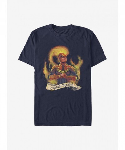 Marvel Captain Marvel Blue Flame Graphic T-Shirt for Men