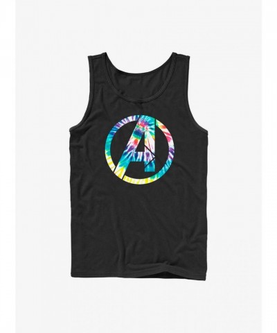 Marvel Black Logo Tie-Dye Men's Tank Top
