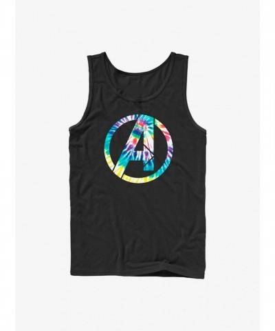 Marvel Black Logo Tie-Dye Men's Tank Top