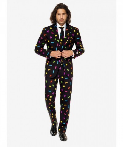 Tetris Inspired Men's Puzzle Suit - Stylish Black Design