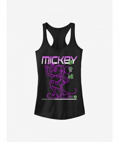 Disney Girls Glow Tank Top - Black Mickey Design