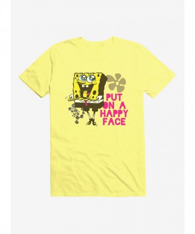 SpongeBob SquarePants Happy Face Lightweight Cotton T-Shirt for Men