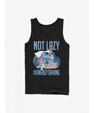 Disney Lilo & Stitch Men's Cotton Tank - Non-Lazy Energy Saving - Black