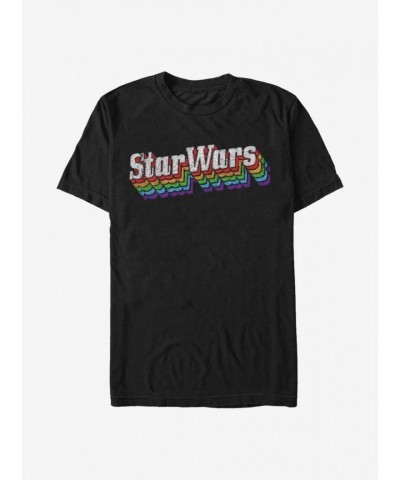 Star Wars Rainbow Logo Unisex T-Shirt - Black Cotton