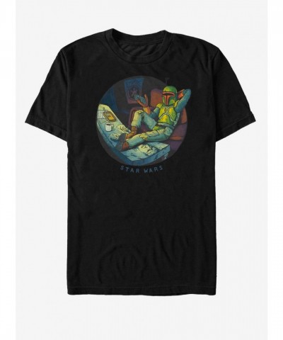 Star Wars Chillin Boba Fett Tee - Black Men's 100% Cotton