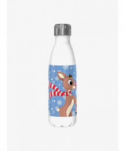 Rudolph Red Nose Reindeer Insulated Water Bottle - White 17oz
