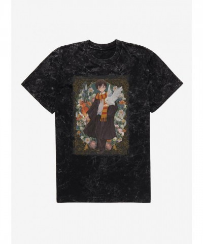 Harry Potter Anime Classic Harry with Hedwig Mineral Wash Unisex T-Shirt - Multi