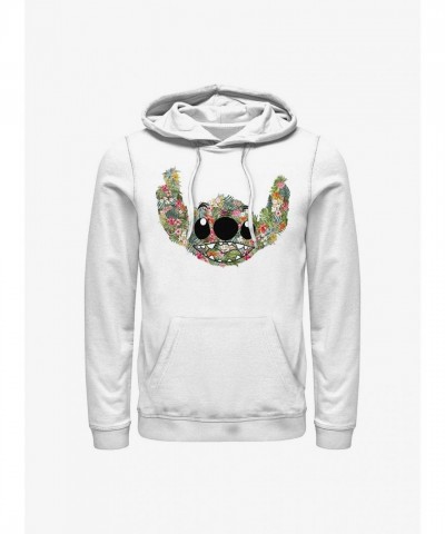 Disney Lilo & Stitch Floral Print Hoodie - Men's White