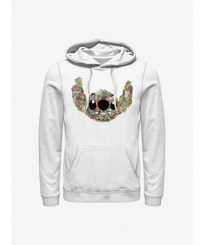 Disney Lilo & Stitch Floral Print Hoodie - Men's White