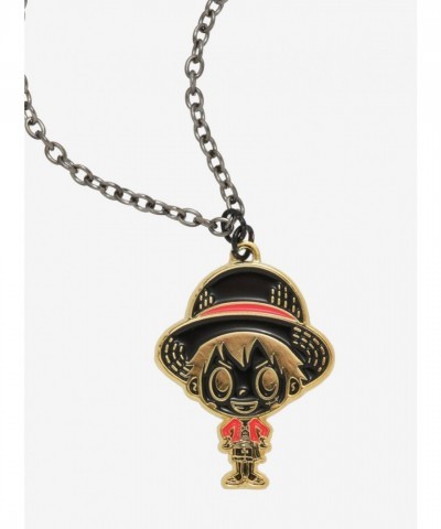 One Piece Chibi Luffy Gold Tone Necklace for Fans