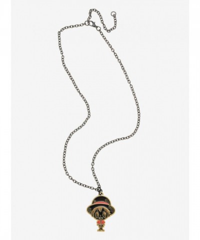 One Piece Chibi Luffy Gold Tone Necklace for Fans