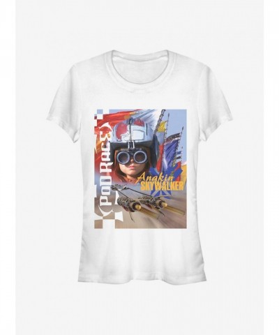Star Wars Anakin Pod Art T-Shirt for Girls - White