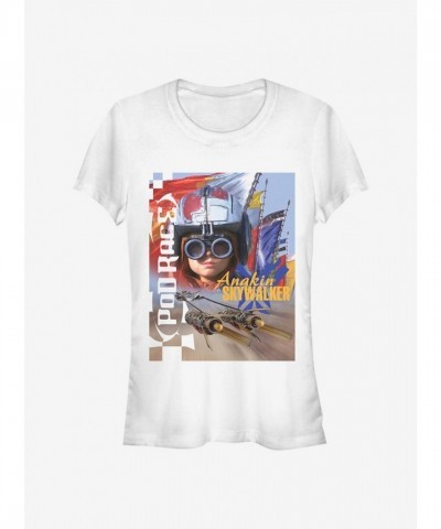 Star Wars Anakin Pod Art T-Shirt for Girls - White