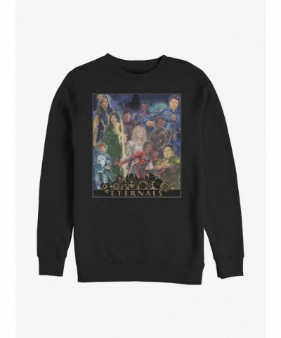 Marvel Eternals Artwork Crew Neck Sweatshirt - Black Men's Size