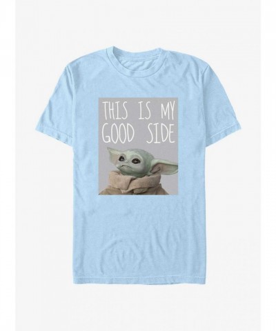 Mandalorian Grogu T-Shirt - Men's Lightweight Blue Cotton