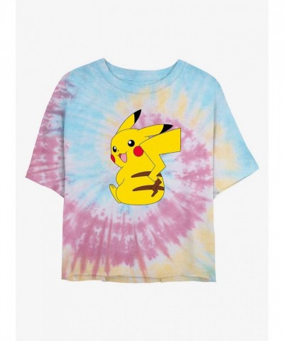 Cheeky Pikachu Tie-Dye Crop T-Shirt for Girls - Multi Colors