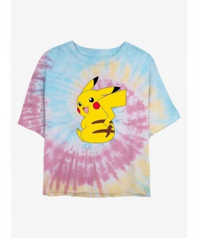 Cheeky Pikachu Tie-Dye Crop T-Shirt for Girls - Multi Colors