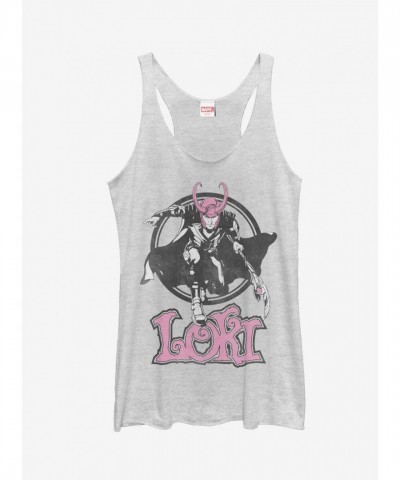 Marvel Loki Mischief Heather White Racerback Tank for Girls