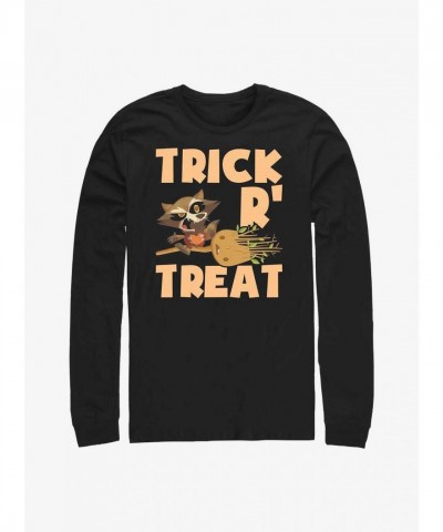 Marvel Guardians Long-Sleeve T-Shirt with Witch Rocket & Groot - Men's Black