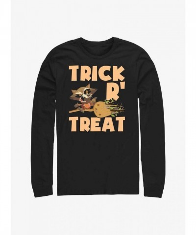 Marvel Guardians Long-Sleeve T-Shirt with Witch Rocket & Groot - Men's Black