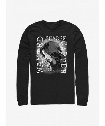 Marvel Winter Soldier Sharon Carter Wanted Poster Men's Long Sleeve T-Shirt - Black