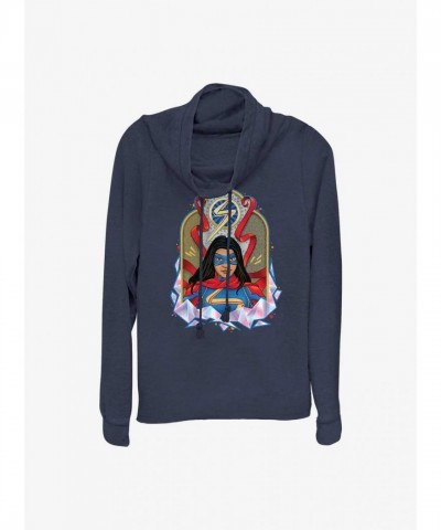 Marvel Ms. Marvel Blue Lightweight Cowl Neck Top for Girls