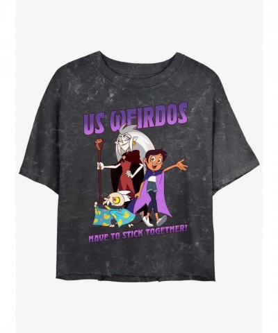 Disney Weirdos Unite Owl House Girls Mineral Wash Crop T-Shirt - Multi