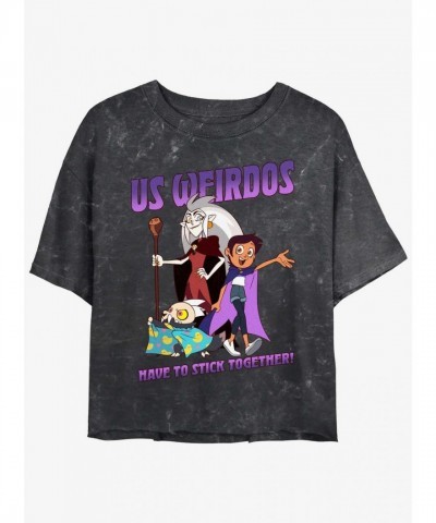 Disney Weirdos Unite Owl House Girls Mineral Wash Crop T-Shirt - Multi